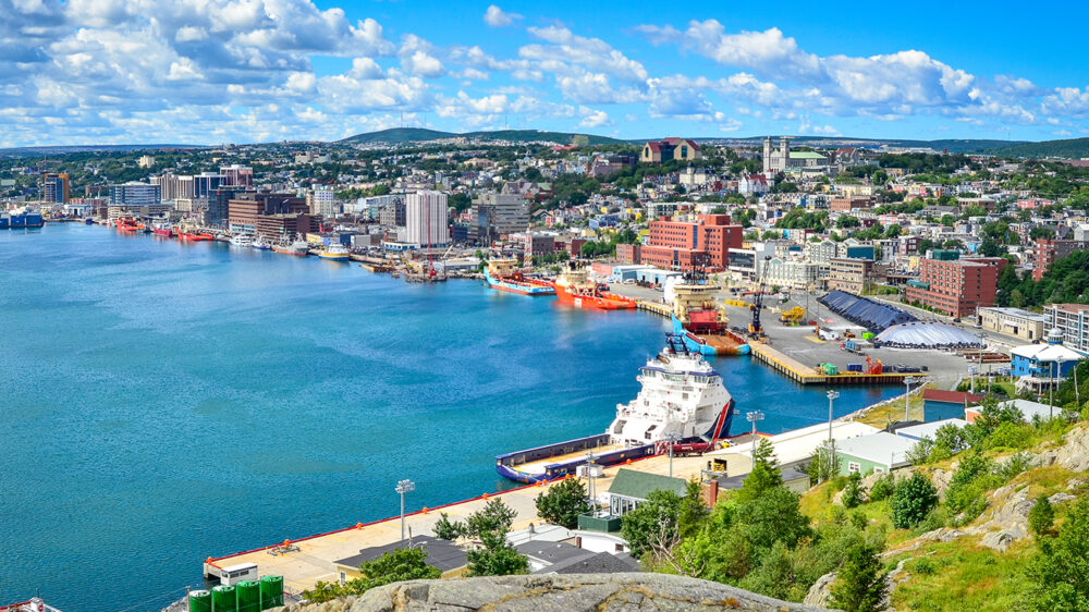 Panoramic view, St John’s Harbour in Newfoundland Canada.