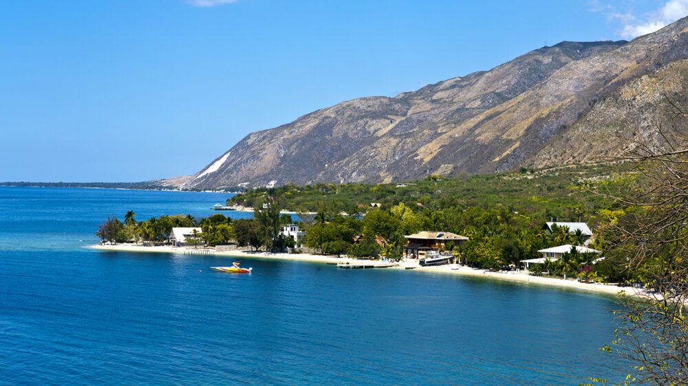 Coastline and blue water in Ouest Province in Haiti