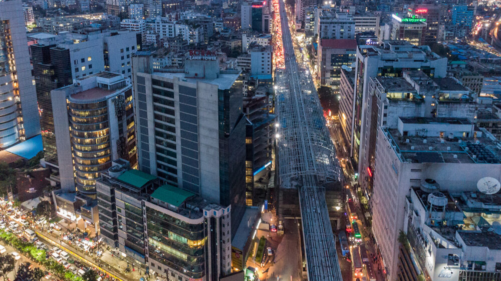The City of Dhaka Skyline at Night, Bangladesh – Stock Photo